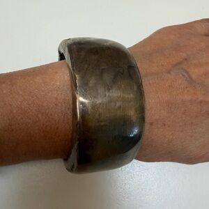 Vintage Wide Metal Cuff Bracelet – Sculptural Statement Piece
